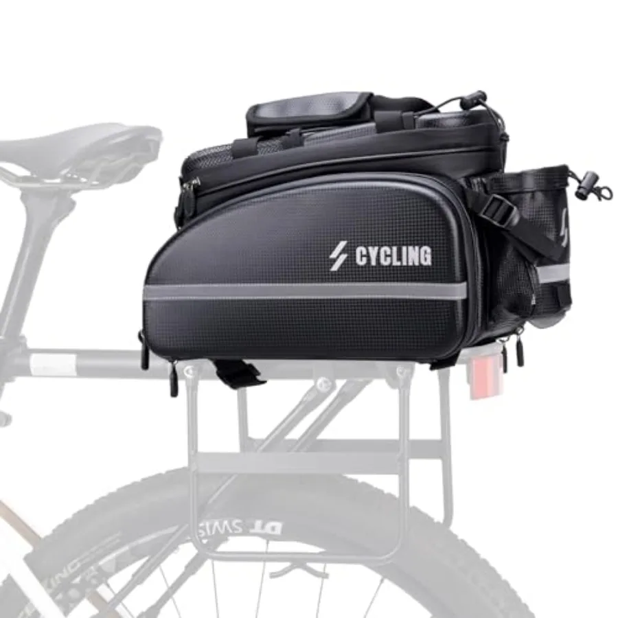 Bike Rack Bag for Trunk Mount Use, Waterproof Carbon Leather Bicycle Rear Seat Cargo Bag in Black, Expandable Pannier with Inte
Bike Rack Bag for Trunk Mount Use, Waterproof Carbon Leather Bicycle Rear Seat Cargo Bag in Black, Expandable Pannier with Inte