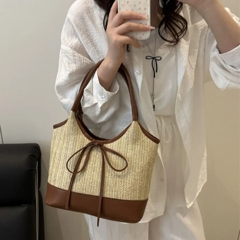 Fashion Bow Tie Weaving Tote Bag Elegant Casual Straw Shoulder Bag Large Capacity Commuting Women's Handbag Lady
Fashion Bow Tie Weaving Tote Bag Elegant Casual Straw Shoulder Bag Large Capacity Commuting Women's Handbag Lady