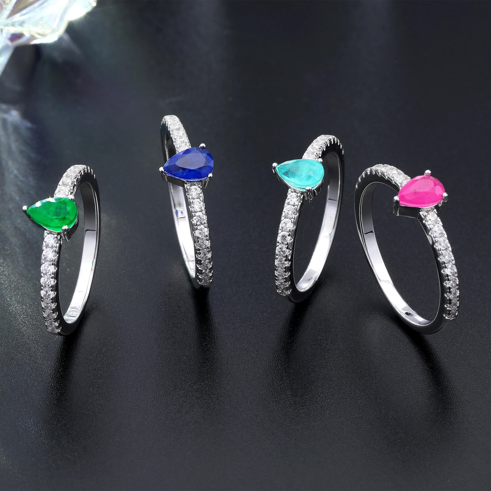 Four Colors Pear Shaped Zirconia Ring White Gold Plated Women's Jewelry
Four Colors Pear Shaped Zirconia Ring White Gold Plated Women's Jewelry
