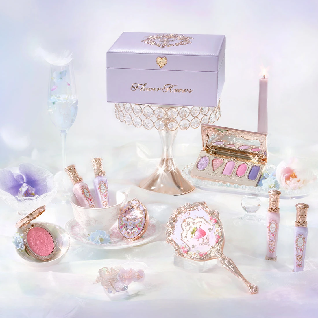 Flower Knows Strawberry Rococo All-In-One Makeup Palette Gift Set with Lip Cream Embossed Blush Mini Hand Mirror Travel Kit
Flower Knows Strawberry Rococo All-In-One Makeup Palette Gift Set with Lip Cream Embossed Blush Mini Hand Mirror Travel Kit