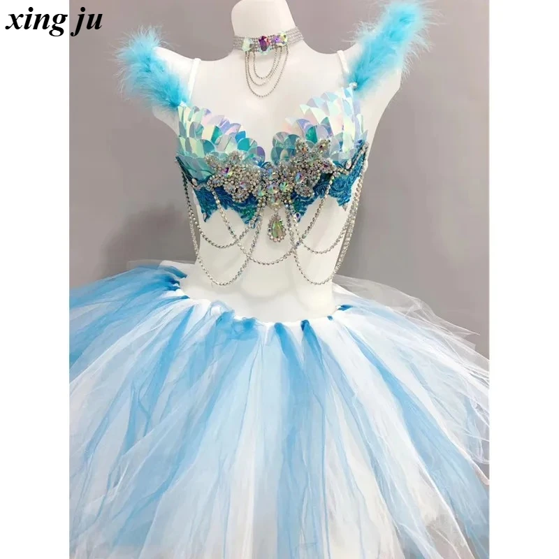 Xing Ju Blue Sequins Rhinestones Mesh Skirt Sexy Dance Costume Club Party Show Rave Outfit Nightclub DJ Dancer Festival Clothing
Xing Ju Blue Sequins Rhinestones Mesh Skirt Sexy Dance Costume Club Party Show Rave Outfit Nightclub DJ Dancer Festival Clothing