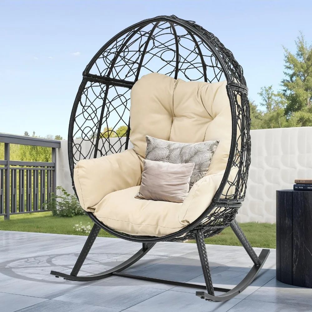 Outdoor Rocking Egg Chair Wicker Patio Rocker 250lb Capacity w/Cushioned Comfort
Outdoor Rocking Egg Chair Wicker Patio Rocker 250lb Capacity w/Cushioned Comfort