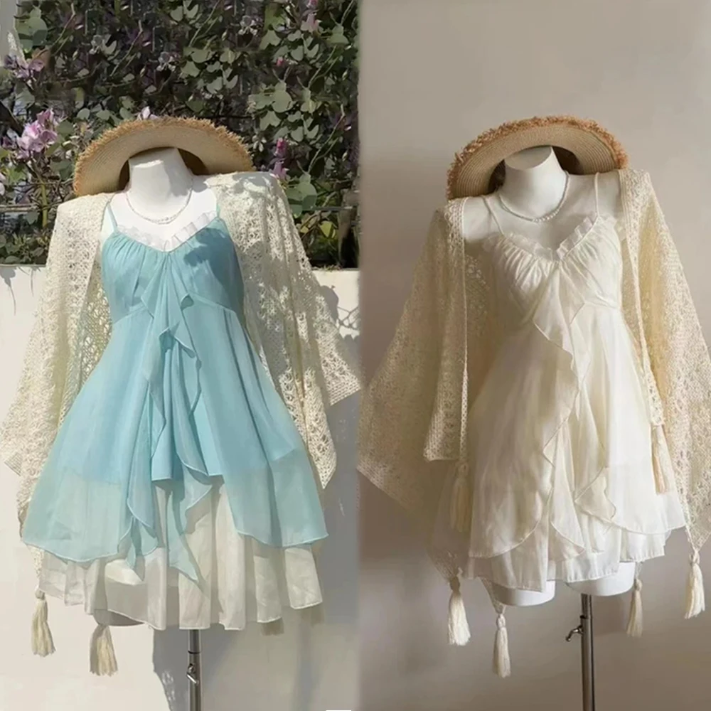 Casual Beach Style 2 Piece Skirt Sets Women Y2k Crop Top Vest + Mini Skirts Sweet Elegant Kawaii Vintage Suits Korean Fashion
Casual Beach Style 2 Piece Skirt Sets Women Y2k Crop Top Vest + Mini Skirts Sweet Elegant Kawaii Vintage Suits Korean Fashion