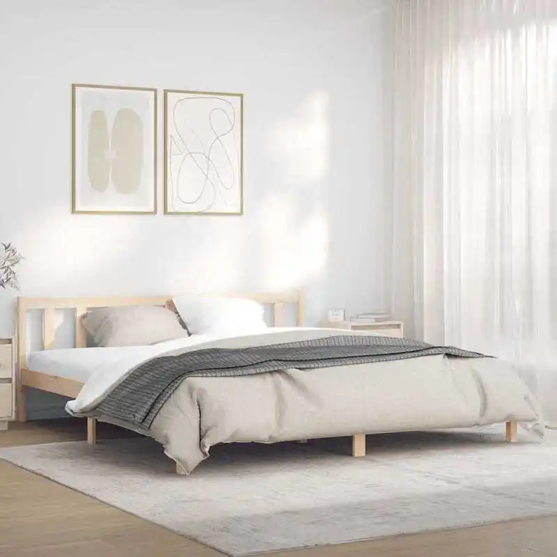 Bed Frame Natural 75.98 x 79.92 in Solid Pine Wood
Bed Frame Natural 75.98 x 79.92 in Solid Pine Wood