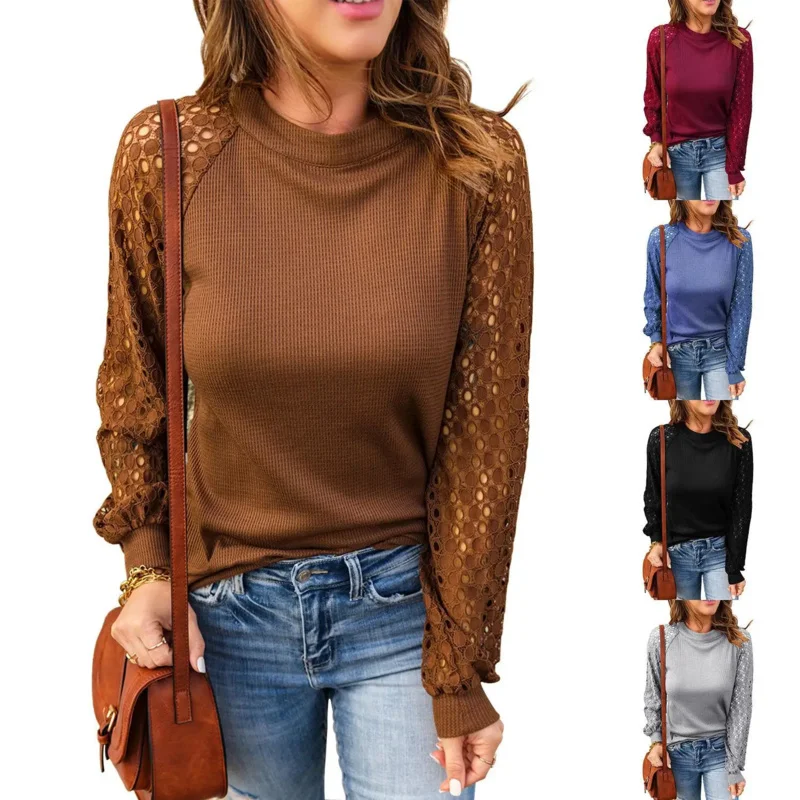 Sweater woman autumn/winter o-neck lace stitching sleeve solid color knitting woman's sweater dropshipping sale
Sweater woman autumn/winter o-neck lace stitching sleeve solid color knitting woman's sweater dropshipping sale