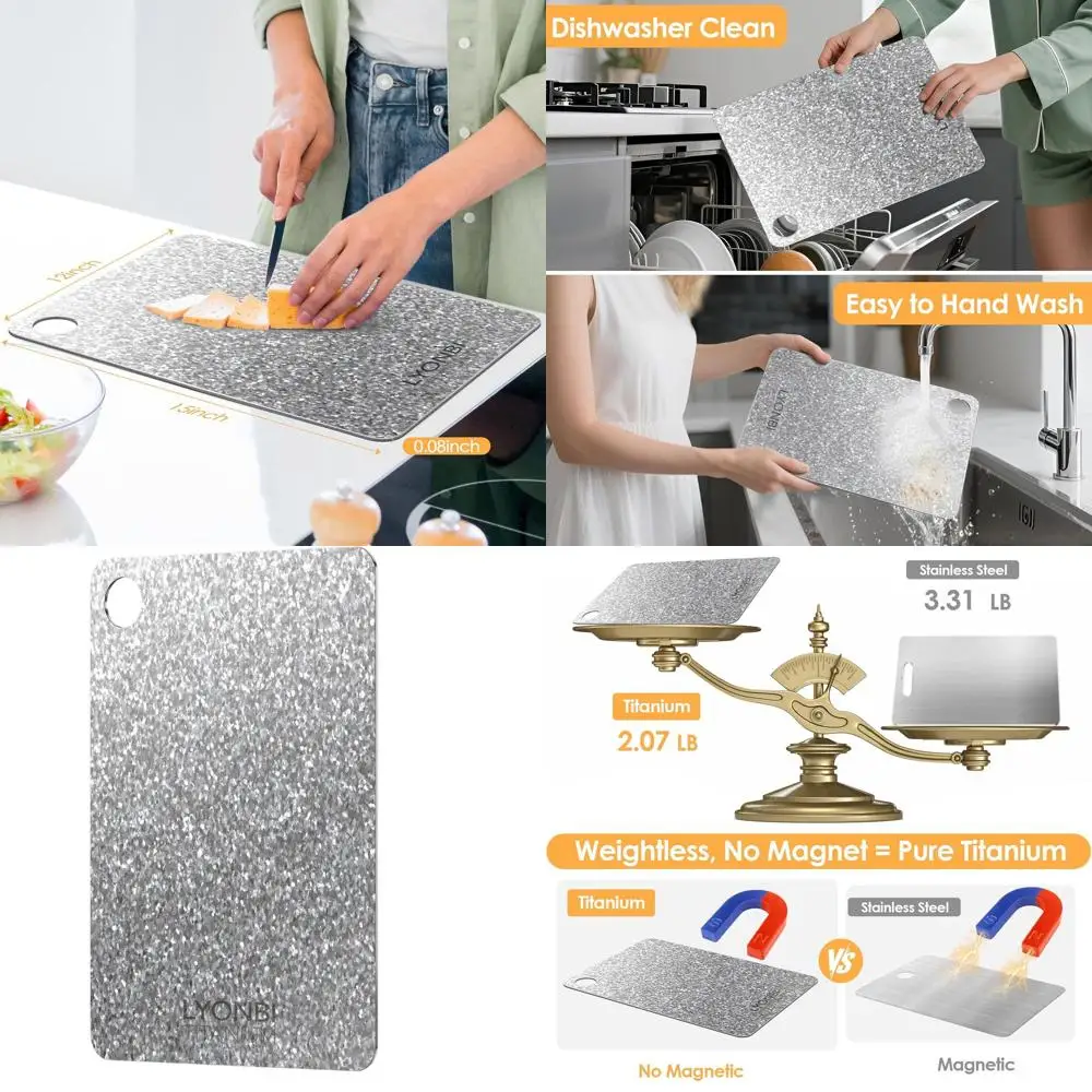 Двусторонняя разделочная доска из чистого титана GR1, толщина 0,08, 15x10 дюймов, можно мыть в посудомоечной машине, идеально подходит для мяса, фруктов и овощей.
Двусторонняя разделочная доска из чистого титана GR1, толщина 0,08, 15x10 дюймов, можно мыть в посудомоечной машине, идеально подходит для мяса, фруктов и овощей.