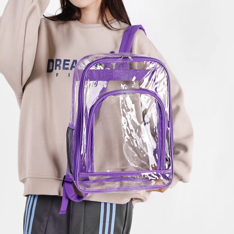 Sewing Thread Zipper PVC Transparent Backpacks 2025 New High Quality Hot Sale Simple Large Capacity Solid Color Portable Bags
Sewing Thread Zipper PVC Transparent Backpacks 2025 New High Quality Hot Sale Simple Large Capacity Solid Color Portable Bags