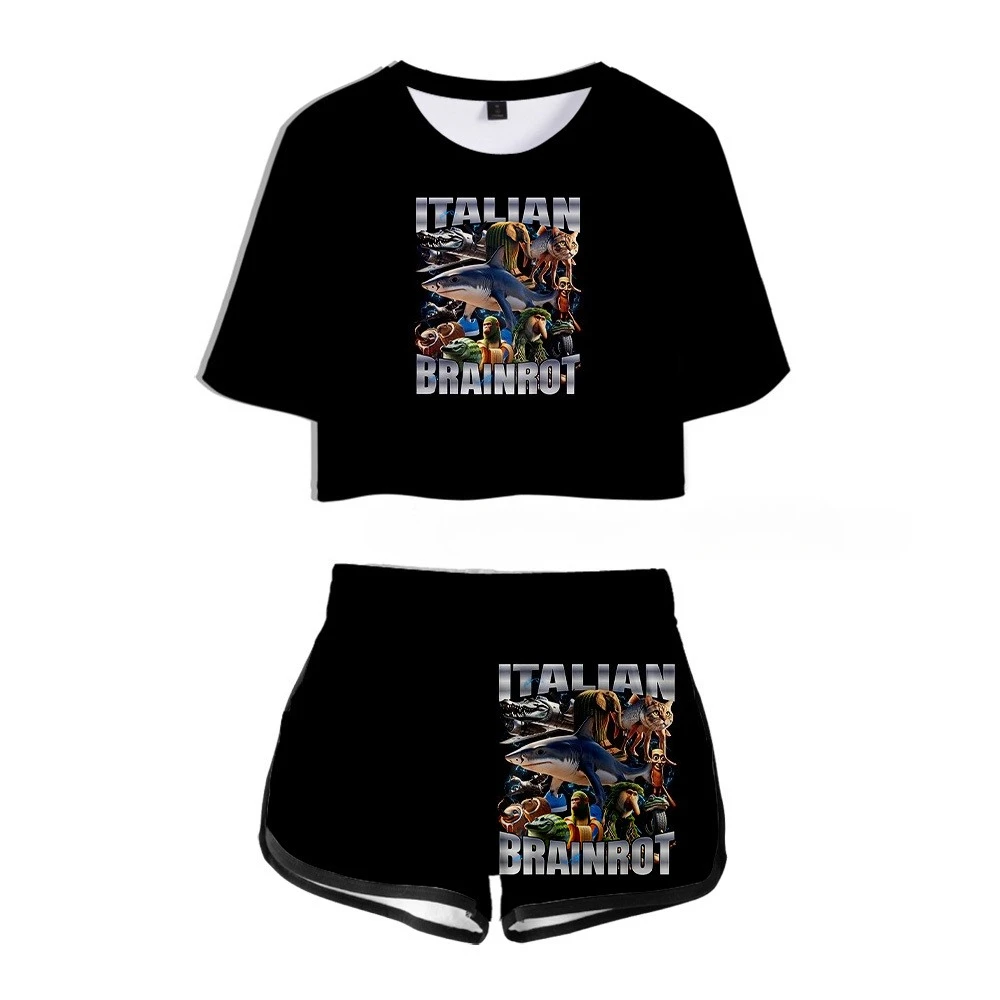 Summer Women's Sets Italian Brainrot 3D Print Short Sleeve Crop Top + Shorts Sports Suits Women Tracksuits Two Piece Outfits
Summer Women's Sets Italian Brainrot 3D Print Short Sleeve Crop Top + Shorts Sports Suits Women Tracksuits Two Piece Outfits