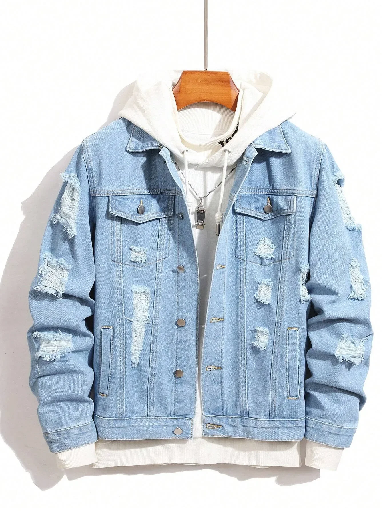 1Pc Men's Four Seasons Destroyed Stone Washed Light Jacket Daily American Street Casual Denim Jacket (No Hood/No Accessories)
1Pc Men's Four Seasons Destroyed Stone Washed Light Jacket Daily American Street Casual Denim Jacket (No Hood/No Accessories)