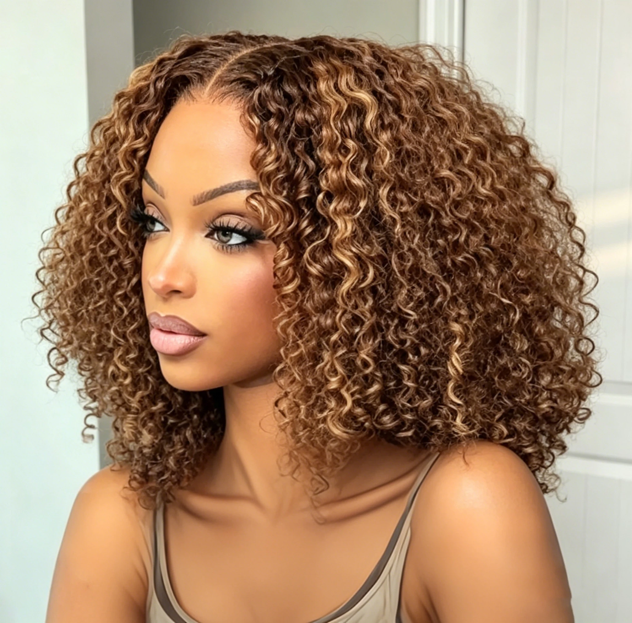 Curly Short Bob Wig Highlight 4/27 Honey Blonde Human Hair 5x5 Glueless Closure Wig Deep Wave For Women Virgin Human Hair
Curly Short Bob Wig Highlight 4/27 Honey Blonde Human Hair 5x5 Glueless Closure Wig Deep Wave For Women Virgin Human Hair