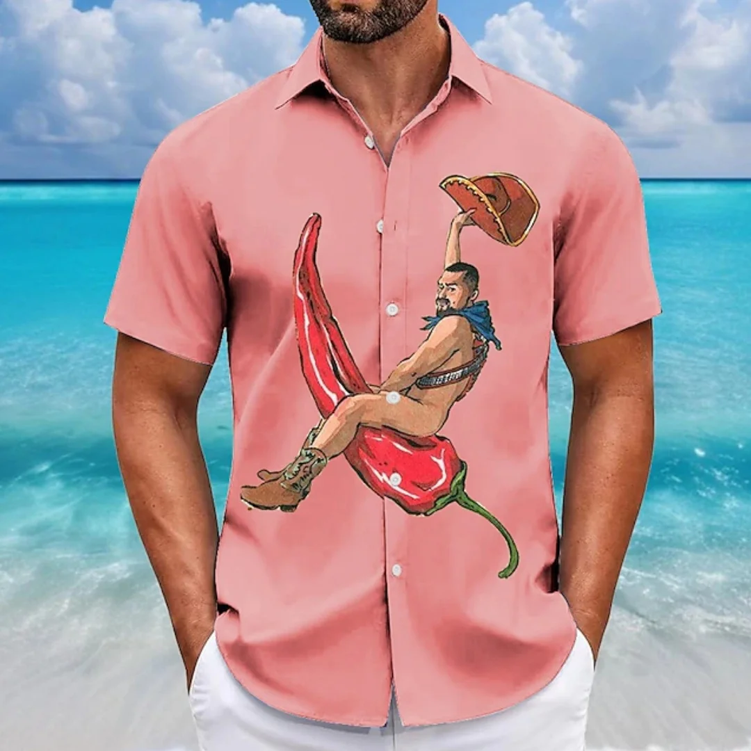 Quirky Men's Shirts Summer Outdoor Short Sleeve Vacation Casual Tops Chili Peppers Men's Clothing Shirts Hawaiian Style
Quirky Men's Shirts Summer Outdoor Short Sleeve Vacation Casual Tops Chili Peppers Men's Clothing Shirts Hawaiian Style