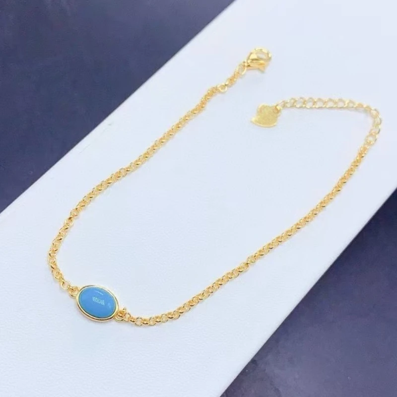 18K Gold Plated Silver Turquoise Bracelet 5mm*7mm 0.7ct Treated Natural Turquoise Silver Bracelet for Daily Wear
18K Gold Plated Silver Turquoise Bracelet 5mm*7mm 0.7ct Treated Natural Turquoise Silver Bracelet for Daily Wear