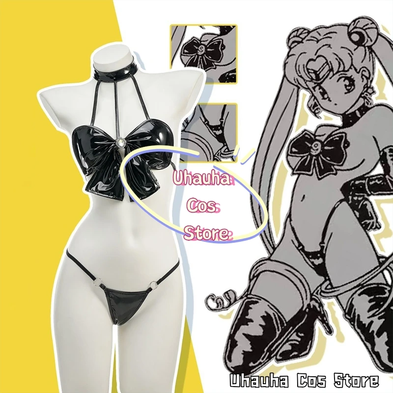 Tsukino Usagi Cospaly Sexy Swimsuit Costumes Black PU Cortex Two Piece Sets Summertime Swimsuit Anime Sailor Role-playing Suits
Tsukino Usagi Cospaly Sexy Swimsuit Costumes Black PU Cortex Two Piece Sets Summertime Swimsuit Anime Sailor Role-playing Suits