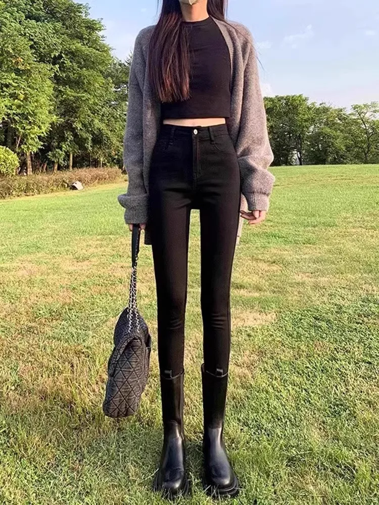 High Waist Black Elastic Pencil Jeans Women's Fashion Slim Fit Short Tight Denim Jeans Casual Style High Cotton Elastic Fabric
High Waist Black Elastic Pencil Jeans Women's Fashion Slim Fit Short Tight Denim Jeans Casual Style High Cotton Elastic Fabric