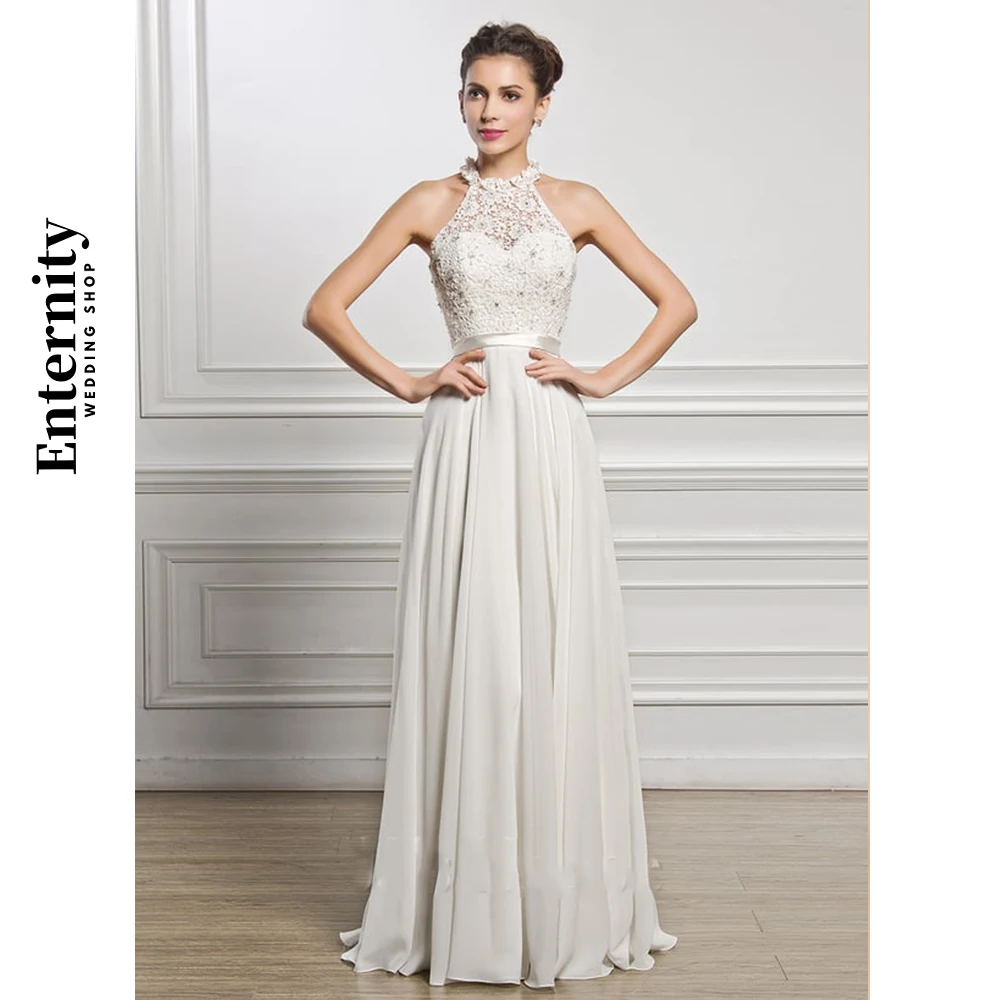 New A-Line Wedding Dresses High Neck Sleeveless Womens Dresses Chiffon Lace Beading Sequins Bride Dresses Vestidos Para Mujer
New A-Line Wedding Dresses High Neck Sleeveless Womens Dresses Chiffon Lace Beading Sequins Bride Dresses Vestidos Para Mujer