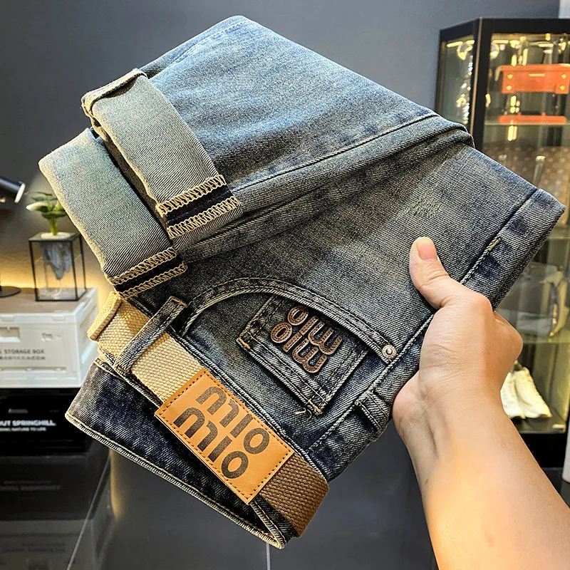 American High-End Stylish Slim Fit Belt Jeans for Men Trendy Elastic Slim Fit Stylish Casual Long Pants
American High-End Stylish Slim Fit Belt Jeans for Men Trendy Elastic Slim Fit Stylish Casual Long Pants