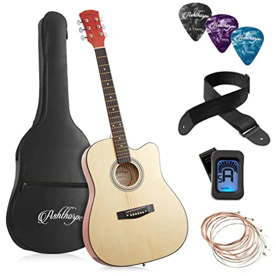 Beginner cutaway acoustic guitar package for learning and practice, spruce top with mahogany back/sides, natural finish, includ
Beginner cutaway acoustic guitar package for learning and practice, spruce top with mahogany back/sides, natural finish, includ
