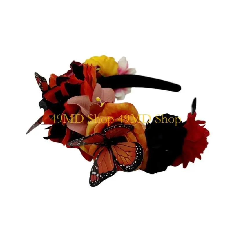 49MD повязка на голову с цветком и бабочкой для Дня мертвых, этническая повязка для волос в Мексике, костюм для косплея, убор
49MD повязка на голову с цветком и бабочкой для Дня мертвых, этническая повязка для волос в Мексике, костюм для косплея, убор