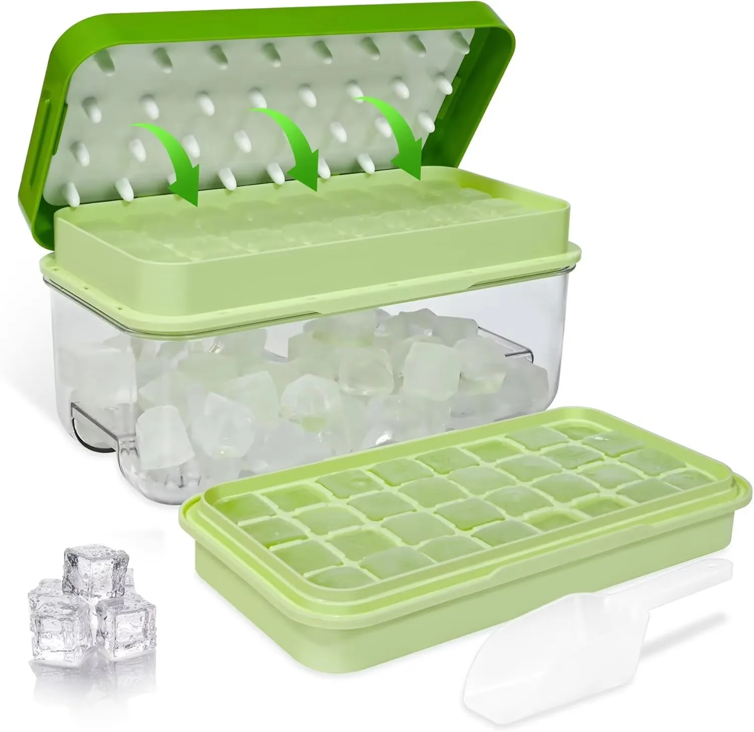 32/64Grid Press Ice Cube Mould with spoon Ice Making BoxFreezer Ice Cube MakerHomemade Ice Storage Box for Home Use
32/64Grid Press Ice Cube Mould with spoon Ice Making BoxFreezer Ice Cube MakerHomemade Ice Storage Box for Home Use