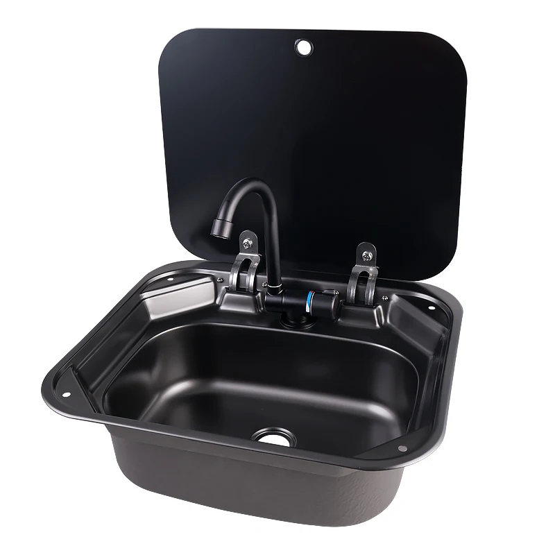 RV Kitchen Sink With Tempered Glass Lid, 420mm Square Stainless Steel Sink With Faucet For Caravan Camper Motorhome Apartment
RV Kitchen Sink With Tempered Glass Lid, 420mm Square Stainless Steel Sink With Faucet For Caravan Camper Motorhome Apartment