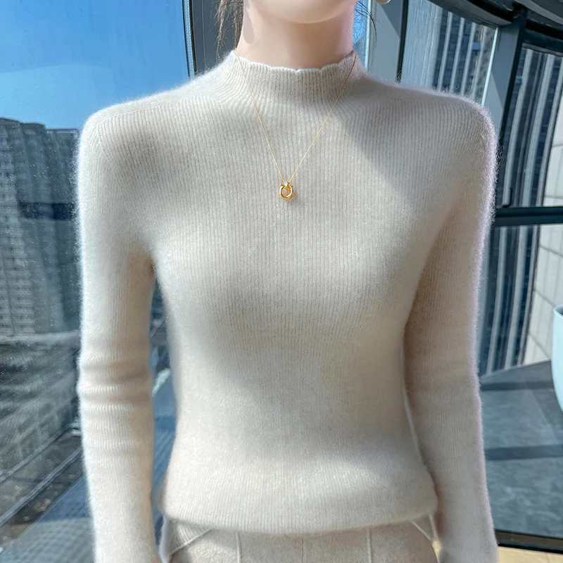 New Style Knitted Women Wool Sweater Slim Fit Half High Collar Autumn Winter Pullover Tops Classy Woman 100% Merino Wool Sweater
New Style Knitted Women Wool Sweater Slim Fit Half High Collar Autumn Winter Pullover Tops Classy Woman 100% Merino Wool Sweater