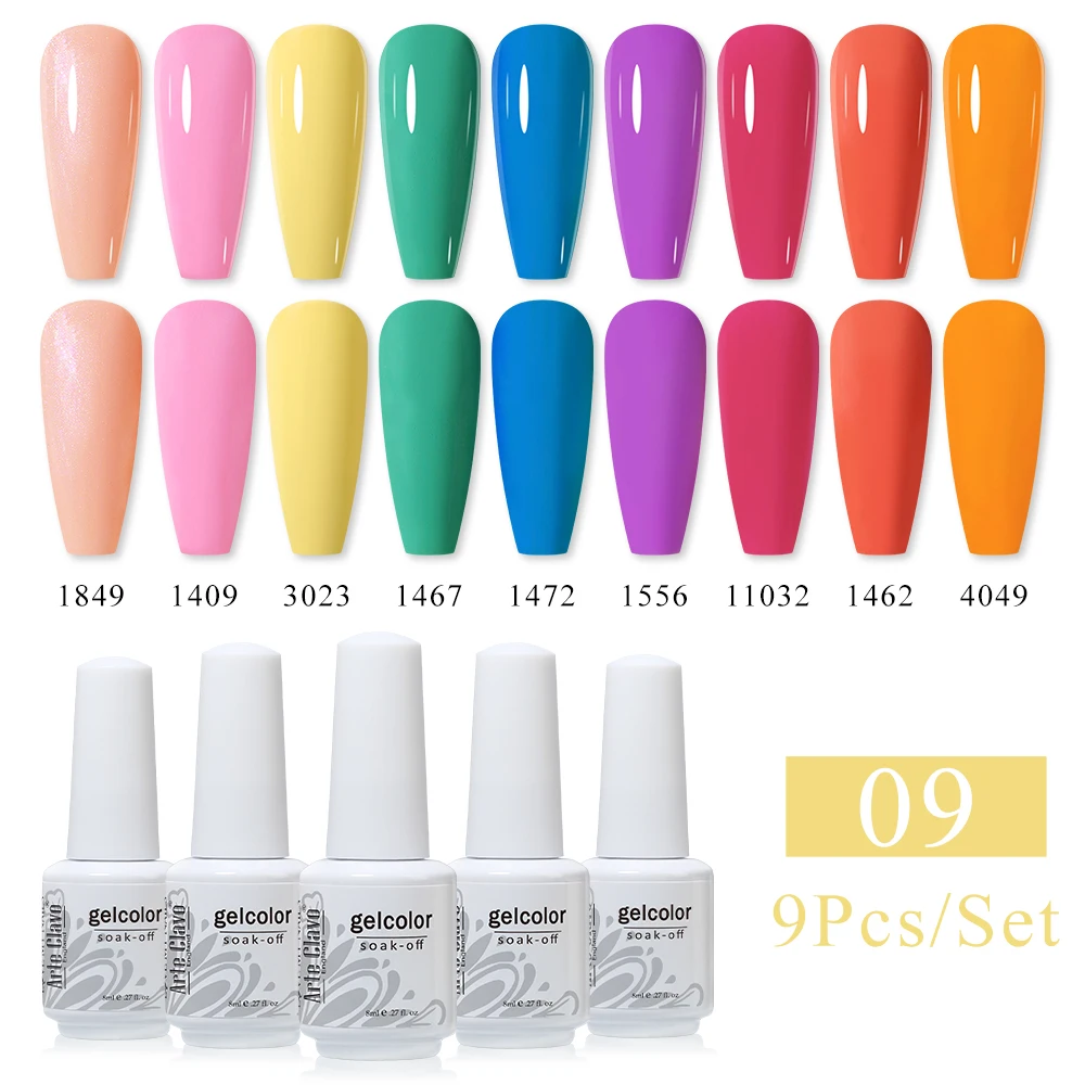 Arte Clavo, 9 шт./компл., красочный великолепный набор гель-лаков для ногтей, осенняя серия, сверкающий блестящий маникюр, замачиваемый лак для дизайна ногтей 
Arte Clavo, 9 шт./компл., красочный великолепный набор гель-лаков для ногтей, осенняя серия, сверкающий блестящий маникюр, замачиваемый лак для дизайна ногтей