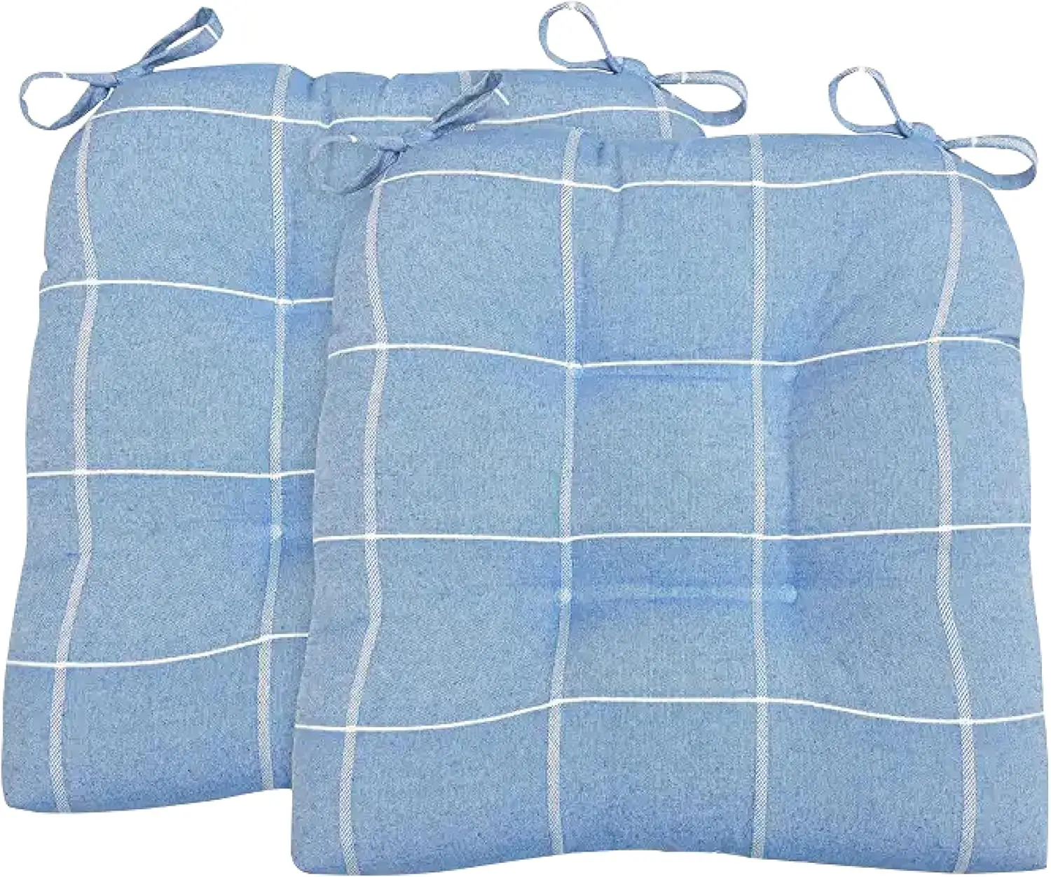 Highland, Plaid Woven, Fiber Filled Chair Pads With Tiebacks, 16”L X 16’’W, Blue 2 Count
Highland, Plaid Woven, Fiber Filled Chair Pads With Tiebacks, 16”L X 16’’W, Blue 2 Count