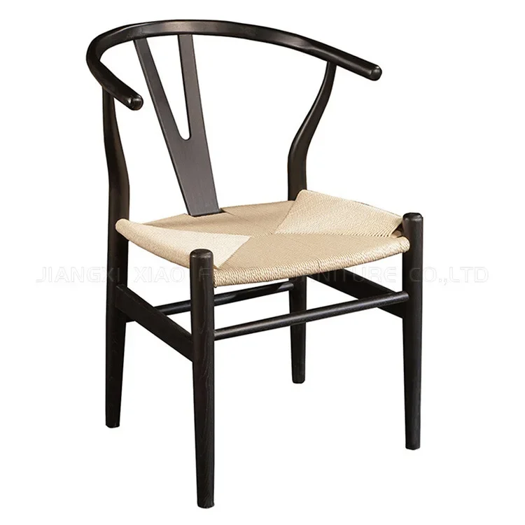 Nordic style rattan tableware solid wood modern dining chair black woven rope seat
Nordic style rattan tableware solid wood modern dining chair black woven rope seat
