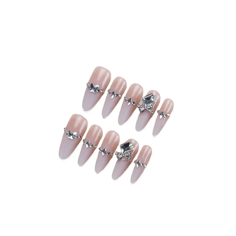Handmade butterfly wearing nail pile diamond white rock sugar silver side bow finished nail art piece
Handmade butterfly wearing nail pile diamond white rock sugar silver side bow finished nail art piece