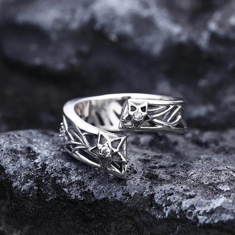 925 sterling silver five-star ring men and women open adjustable ring Thai silver vintage retro style personality ornament
925 sterling silver five-star ring men and women open adjustable ring Thai silver vintage retro style personality ornament