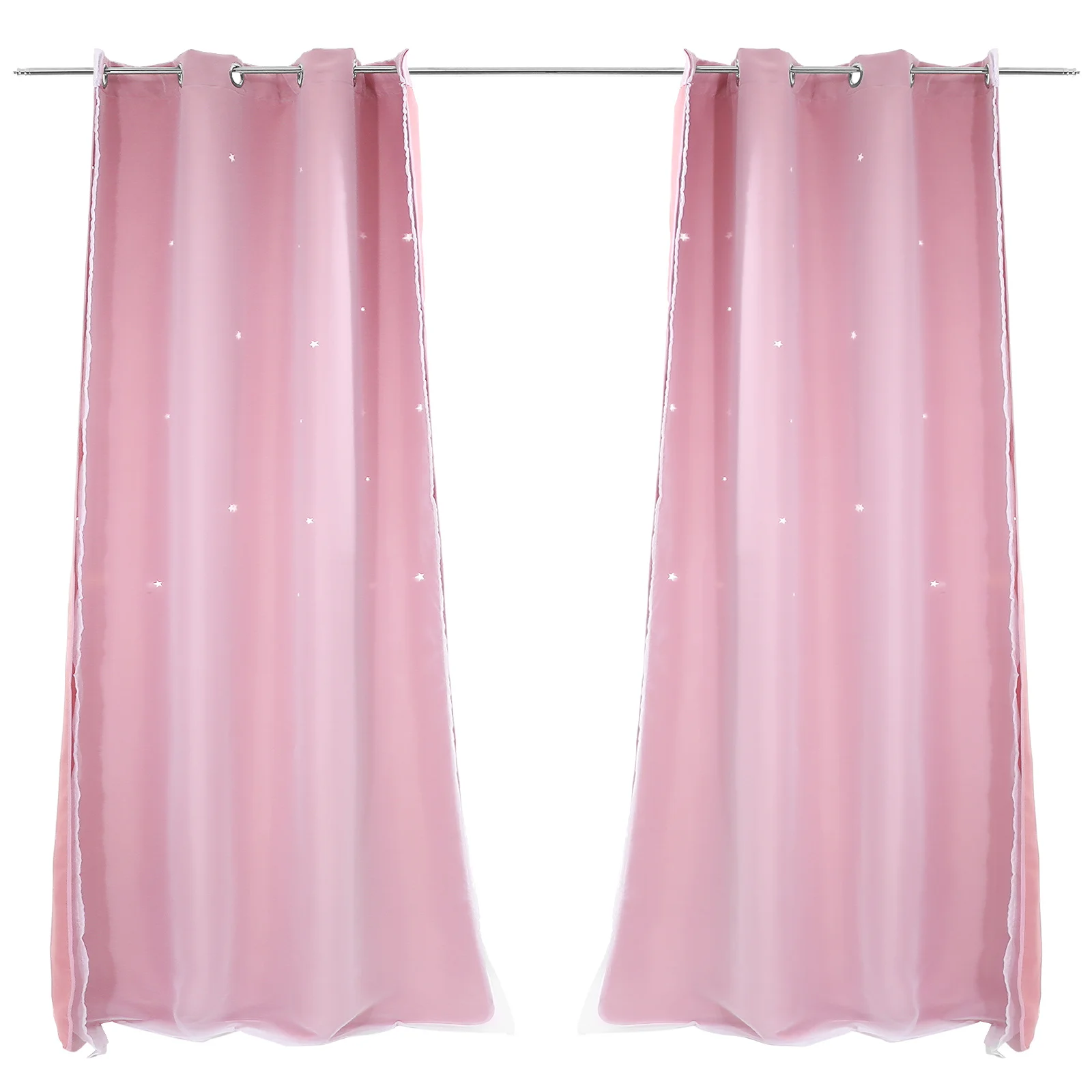 Blackout Curtains Out Hollow Stars Design Pink Tulle Layer for Bedroom Drapes Light Filtering Privacy
Blackout Curtains Out Hollow Stars Design Pink Tulle Layer for Bedroom Drapes Light Filtering Privacy