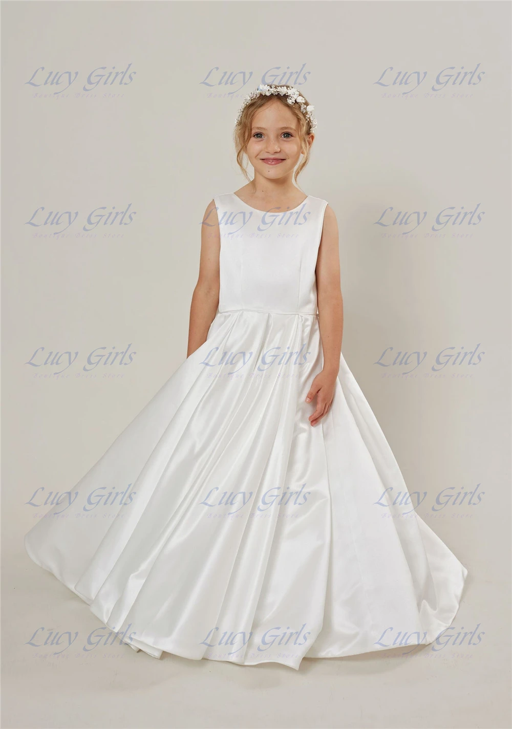 Quality Bridesmaid Flower Girl Dress White Satin Fluffy With Bow for Little Girls Wedding Birthday Party Evening Ball Gowns
Quality Bridesmaid Flower Girl Dress White Satin Fluffy With Bow for Little Girls Wedding Birthday Party Evening Ball Gowns