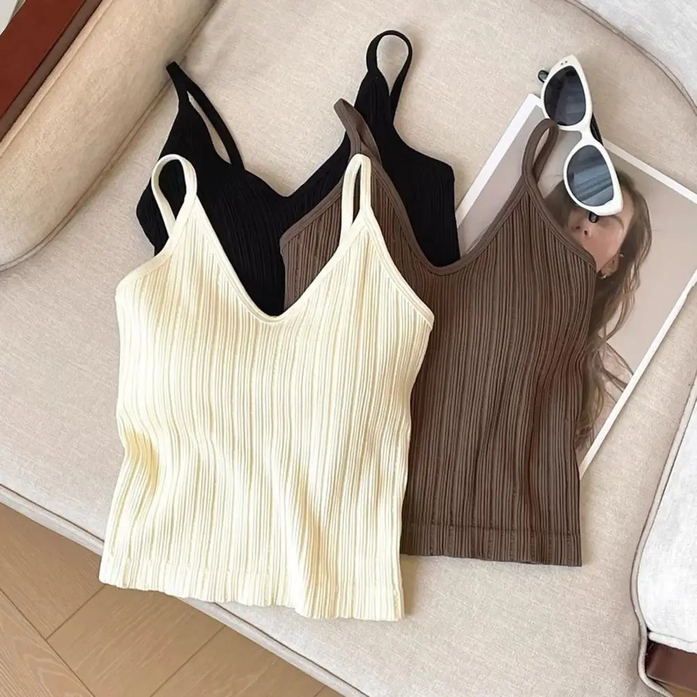 Women's Backless Tight-Fit Short Casual Camisole Suitable For Summer Knitted Elasticity Halter Top With Built-in Bra
Women's Backless Tight-Fit Short Casual Camisole Suitable For Summer Knitted Elasticity Halter Top With Built-in Bra