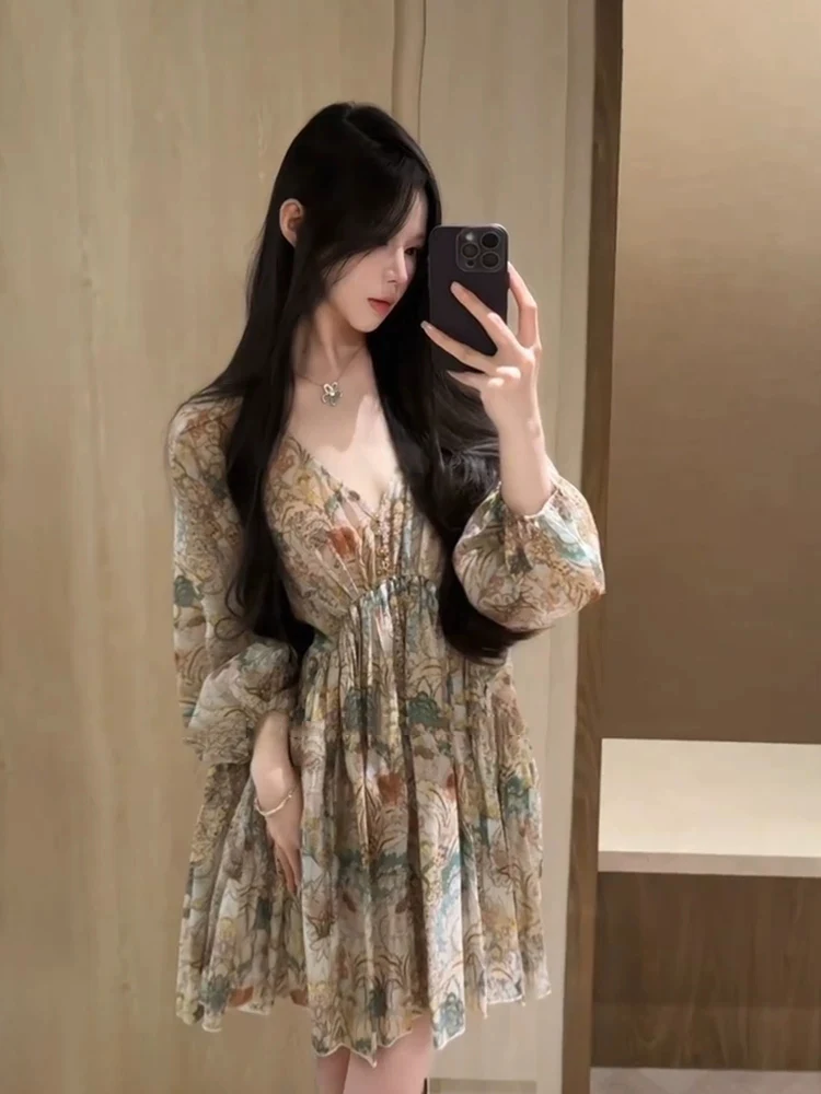 XZY Floral Print Loose Fit Lantern Sleeve Dress Women's plus Size Summer Vacation Vintage Style Short A-Line Skirt Dress
XZY Floral Print Loose Fit Lantern Sleeve Dress Women's plus Size Summer Vacation Vintage Style Short A-Line Skirt Dress