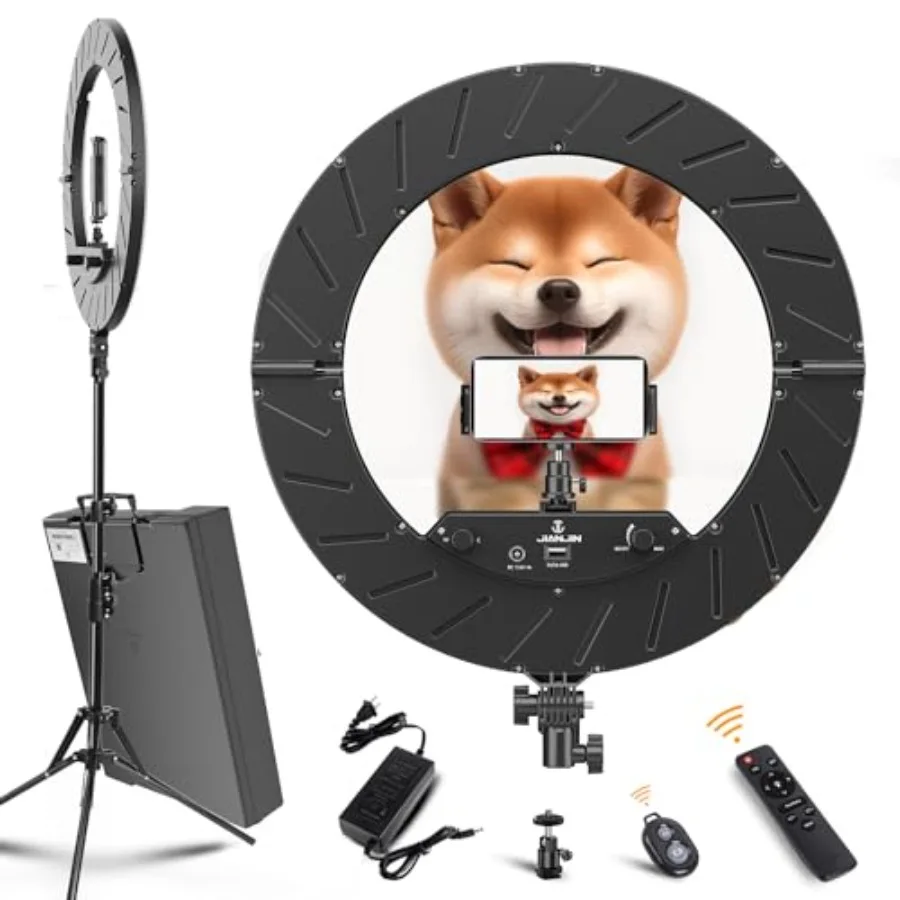 Ring Light 18 INCH Kit, 55W6700k Dimmable LED Light, Tripod Stand, Remote Controller, Box for Camera, Smartphone, YouTube, TikT
Ring Light 18 INCH Kit, 55W6700k Dimmable LED Light, Tripod Stand, Remote Controller, Box for Camera, Smartphone, YouTube, TikT