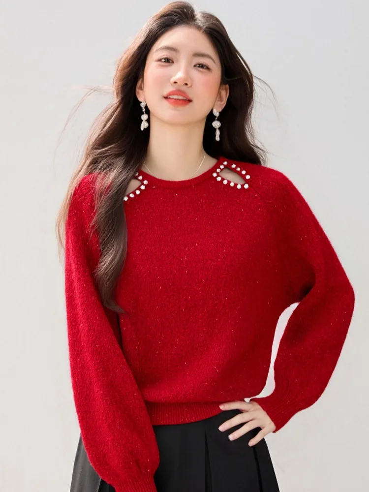 Женский свитер с длинными рукавами и стразами, весенне-осенний, повседневный, свободный, утягивающий, вязаный топ с круглым вырезом, утепленный, зимний
Женский свитер с длинными рукавами и стразами, весенне-осенний, повседневный, свободный, утягивающий, вязаный топ с круглым вырезом, утепленный, зимний