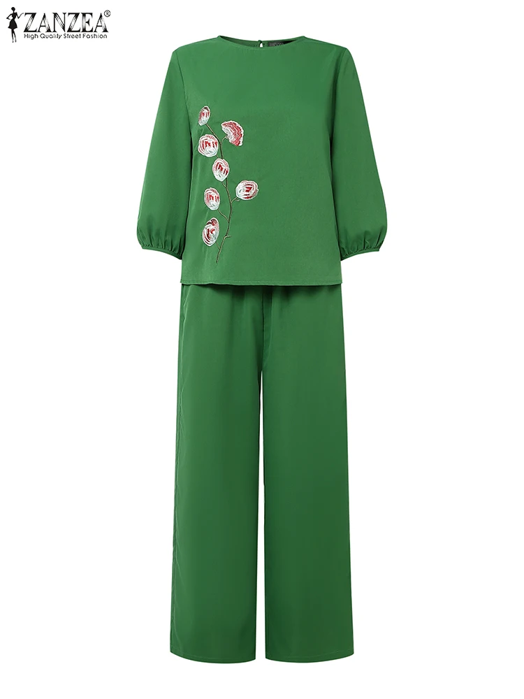 ZANZEA Commute Woman 2 Pieces Sets Floral Embroidery 3/4 Sleeve Blouses Casual Wide Leg Pants Day Wear 2pcs Outfits Pant Sets
ZANZEA Commute Woman 2 Pieces Sets Floral Embroidery 3/4 Sleeve Blouses Casual Wide Leg Pants Day Wear 2pcs Outfits Pant Sets
