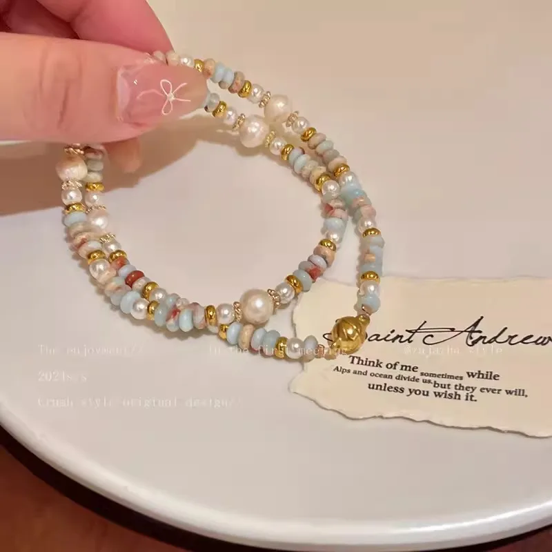Double-layer Shoushan Stone Colored Beaded Freshwater Pearl Bracelet Sweet Unique Retro Light Luxury Stackable Clasp Bracelet
Double-layer Shoushan Stone Colored Beaded Freshwater Pearl Bracelet Sweet Unique Retro Light Luxury Stackable Clasp Bracelet