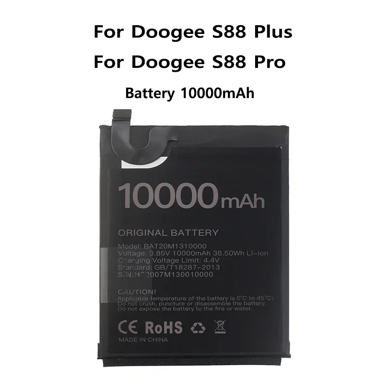 Mobile Phone Battery For DOOGEE S88 Plus 10000Mah High Capacity Long Standby Time BAT20M1310000 Batteria
Mobile Phone Battery For DOOGEE S88 Plus 10000Mah High Capacity Long Standby Time BAT20M1310000 Batteria