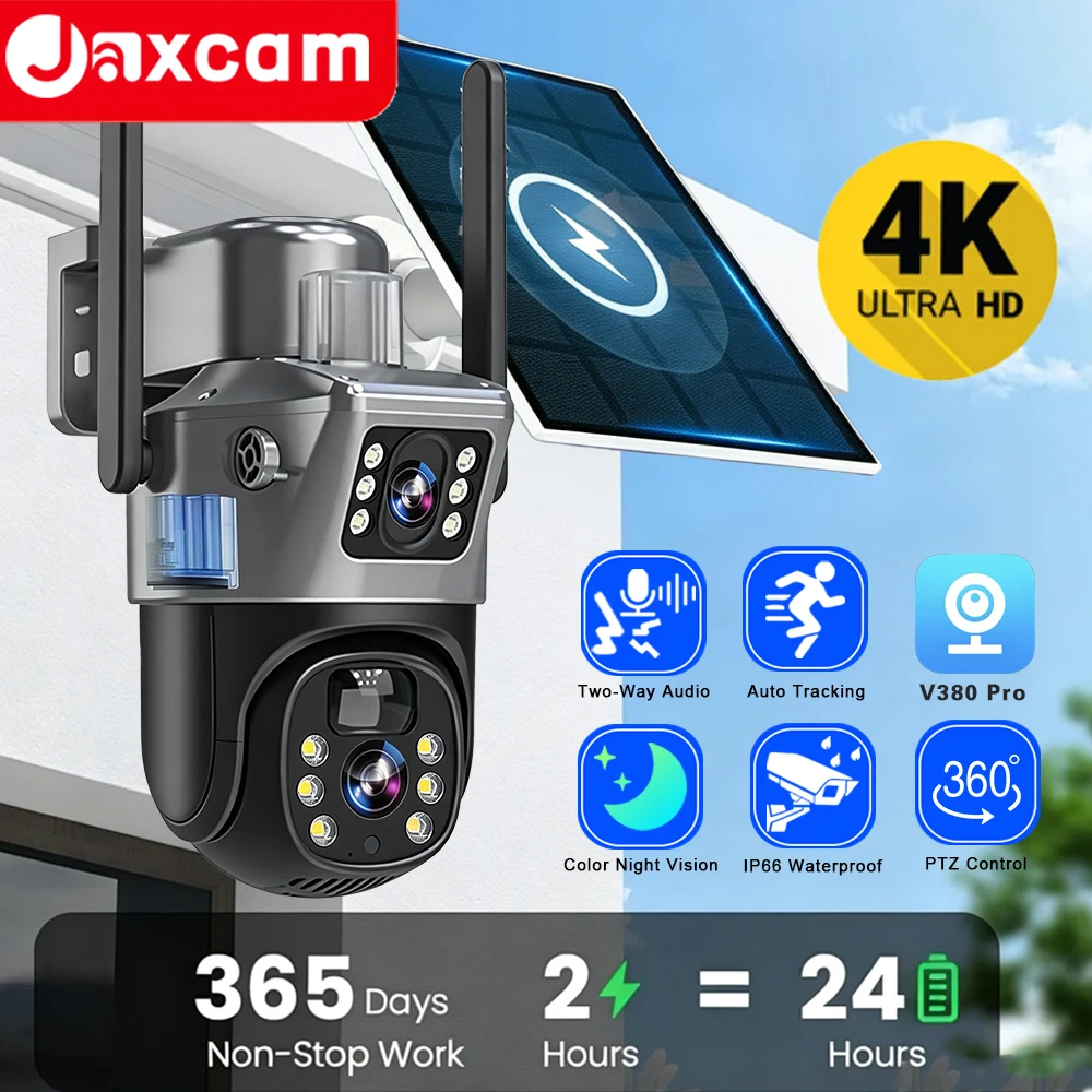 V380 Pro Solar Camera Outdoor Dual Lens WiFi 8MP 4K IP Camara Solar Panel CCTV Security Built in Battery PIR Cam
V380 Pro Solar Camera Outdoor Dual Lens WiFi 8MP 4K IP Camara Solar Panel CCTV Security Built in Battery PIR Cam