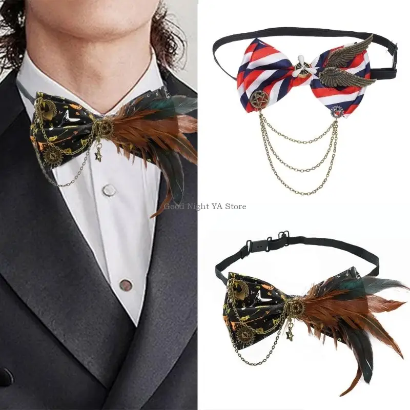Unisex Steam Punk Bowtie Wing Gear Decors Necktie with Tassels Chain For Parties
Unisex Steam Punk Bowtie Wing Gear Decors Necktie with Tassels Chain For Parties