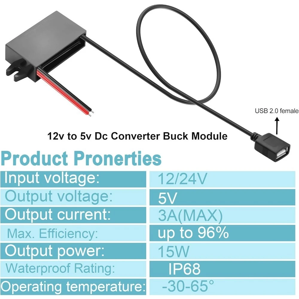 DC/DC 12V To 5V 3A 15W Step-Down Power Converter USB Female Interface Buck Module Power Adapter Regulator Car Power Converter
DC/DC 12V To 5V 3A 15W Step-Down Power Converter USB Female Interface Buck Module Power Adapter Regulator Car Power Converter