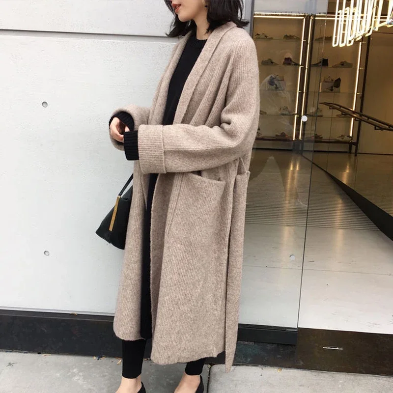 Casual Thick Women Long Sleeve Sweater Long Cardigans Female 2023 Autumn Winter Loose Lace-up Oversized Warm Knit Coats Black
Casual Thick Women Long Sleeve Sweater Long Cardigans Female 2023 Autumn Winter Loose Lace-up Oversized Warm Knit Coats Black