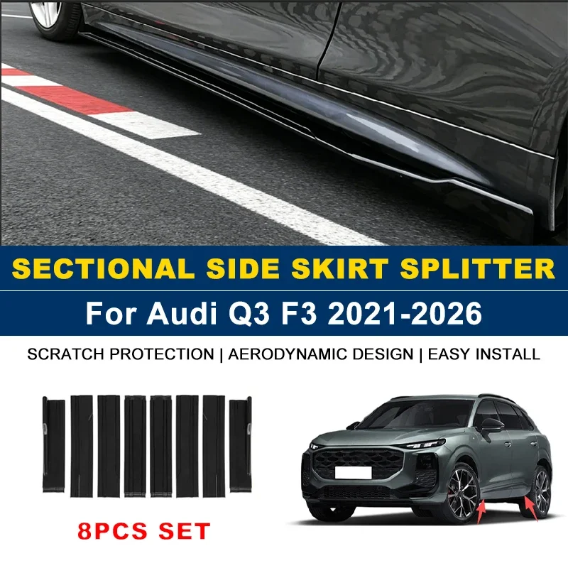 2m Sectional Side Skirt Extension Lips Side Spoiler, Car Exterior Modified Upgrade Kit For Audi Q3 F3 2021-2026 2022 2023 2024
2m Sectional Side Skirt Extension Lips Side Spoiler, Car Exterior Modified Upgrade Kit For Audi Q3 F3 2021-2026 2022 2023 2024