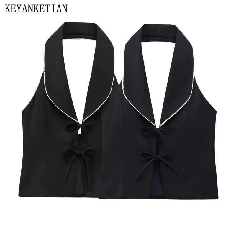 KEYANKETIAN Summer New Women Lace Decoration Bow Bandage Halter Vest Spicy Girl Slim Sheath Sleeveless Camisole Sexy Crop Top
KEYANKETIAN Summer New Women Lace Decoration Bow Bandage Halter Vest Spicy Girl Slim Sheath Sleeveless Camisole Sexy Crop Top