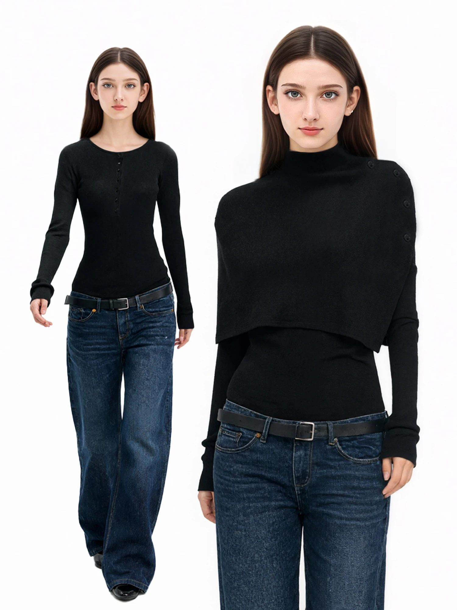 Женский модный комплект из двух предметов SUNDAYAM: вязаная облегающая базовая рубашка с воротником хенли и воротником-стойкой на пуговицах
Женский модный комплект из двух предметов SUNDAYAM: вязаная облегающая базовая рубашка с воротником хенли и воротником-стойкой на пуговицах