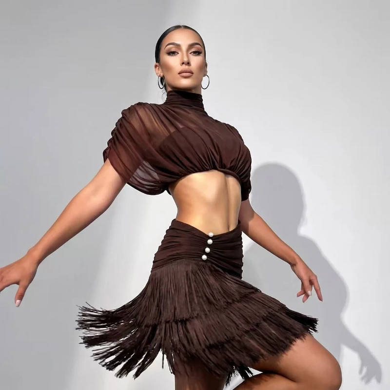 Adult Latin Dance Dress for Women Net Silk Top Tassels Skirt Set Sasha Professional Cha-cha Samba Practice Performance Costume
Adult Latin Dance Dress for Women Net Silk Top Tassels Skirt Set Sasha Professional Cha-cha Samba Practice Performance Costume