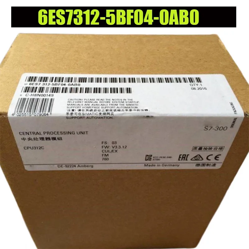 1 шт., процессор 312C COMPACT 6ES7312-5BF04-0AB0 6ES7 312-5BF04-0AB0, Новый в коробке
1 шт., процессор 312C COMPACT 6ES7312-5BF04-0AB0 6ES7 312-5BF04-0AB0, Новый в коробке