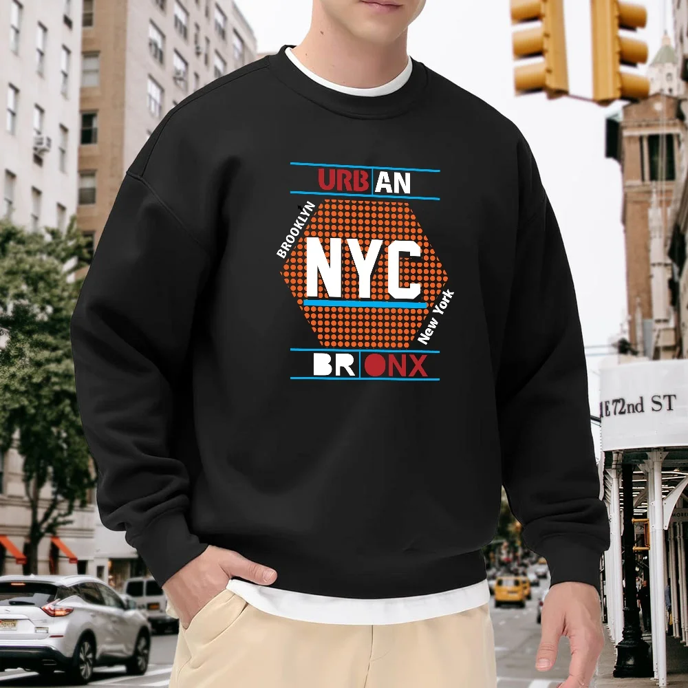 Men's Black Crew Neck Loose Sweatshirt, New York City Themed Print Pullover, Street Fashion Casual Top, Comfortable and Versatile for Everyday Wear
Men's Black Crew Neck Loose Sweatshirt, New York City Themed Print Pullover, Street Fashion Casual Top, Comfortable and Versatile for Everyday Wear