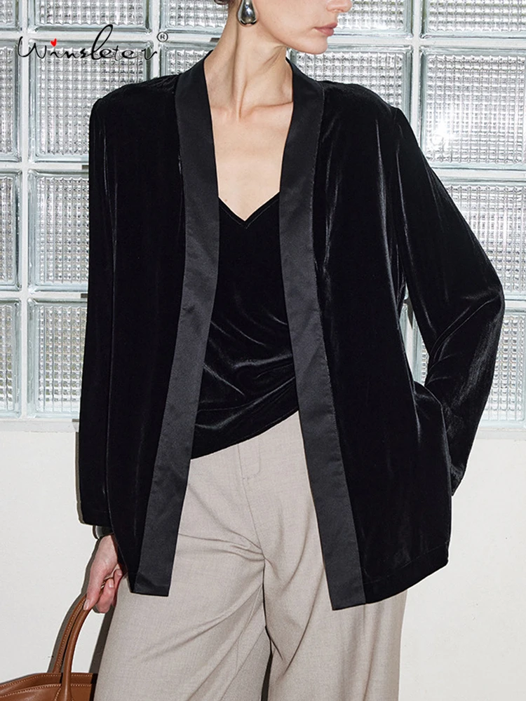 Winsleter-Bottom 100%Real Silk Elegant Velvet Suit, V Neck Lace-up, Women Occupation Commute Loose Coat, 2026 Spring C61038CC
Winsleter-Bottom 100%Real Silk Elegant Velvet Suit, V Neck Lace-up, Women Occupation Commute Loose Coat, 2026 Spring C61038CC
